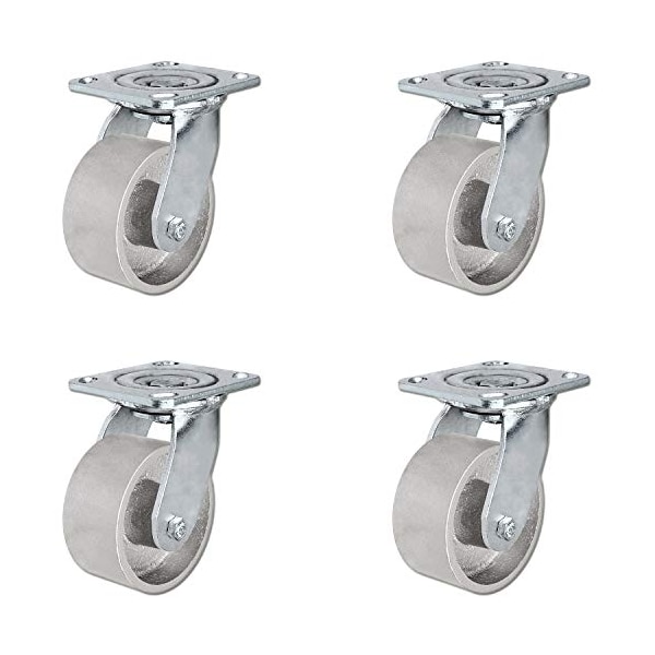 4" Hvy Dty Semi Steel Cast Iron Swivel Casters, 4,000 lb Capacity, PK4